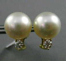 ESTATE LARGE .40CT DIAMOND 18KT GOLD 3D SOUTH SEA PEARL CLASSIC CLIP ON EARRINGS