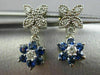 ESTATE .55CT DIAMOND & SAPPHIRE 14KT WHITE GOLD FLOWER MILGRAIN HANGING EARRINGS