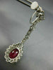ANTIQUE EXTRA LARGE 10.10CT DIAMOND & AAA RUBY 18KT WHITE GOLD HANGING EARRINGS