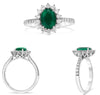 ESTATE 1.76CT DIAMOND & AAA EMERALD 18KT WHITE GOLD 3D CLASSIC FLOWER LOVE RING