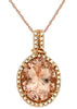 ESTATE LARGE 2.77CT DIAMOND & AAA MORGANITE 14KT ROSE GOLD OVAL & ROUND PENDANT