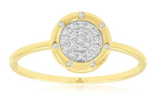 ESTATE .09CT DIAMOND 14KT YELLOW GOLD 3D ROUND PAVE ETOILE CIRCULAR FUN RING