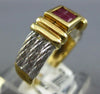 ESTATE .45CT AAA RUBY 18KT TWO TONE GOLD 3D PRINCESS INVISIBLE SQUARE ROPE RING