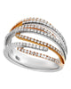 ESTATE WIDE .60CT DIAMOND 18KT TRI COLOR GOLD MULTI ROW WEDDING ANNIVERSARY RING