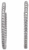ESTATE .55CT DIAMOND 18KT WHITE GOLD 3D ROUND CLASSIC OVAL HOOP HANGING EARRINGS