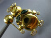 ANTIQUE AAA WHITE SAPPHIRE & EMERALD 18KT YELLOW GOLD BUNNY RABBIT PIN #12532