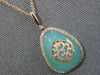 LARGE .50CT DIAMOND & AAA GREEN CHALCEDONY 14KT ROSE GOLD 3D TEAR DROP PENDANT