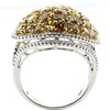 LARGE 3.83CT MULTI COLOR DIAMOND 18KT 2 TONE GOLD MULTI SHAPE CLUSTER OVAL RING
