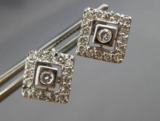 ESTATE .51CT DIAMOND 14KT WHITE GOLD 3D SQUARE CLUSTER HALO STUD EARRINGS #19054