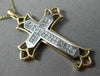 ESTATE LARGE 1.0CT PRINCESS DIAMOND 14KT WHITE & YELLOW GOLD CROSS PENDANT #6289