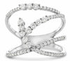 ESTATE WIDE .63CT DIAMOND 14KT WHITE GOLD MULTI ROW CRISS CROSS LEAF LOVE RING