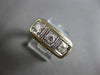 ANTIQUE LARGE .60CT OLD MINE DIAMOND 14KT 2 TONE GOLD 3 STONE UNISEX RING #28055