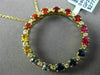 ESTATE LARGE 1.20CT MULTI COLOR SAPPHIRE 14KT YELLOW GOLD CIRCLE OF LIFE PENDANT