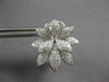 ESTATE LARGE 1.77CT DIAMOND 18KT WHITE GOLD 3D FLOWER CLIP ON HANGING EARRINGS