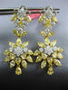 ESTATE LARGE 9.1CT WHITE & FANCY YELLOW DIAMOND 18K GOLD FLOWER HANGING EARRINGS