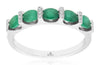 ESTATE 1.05CT DIAMOND & AAA EMERALD 14K WHITE GOLD OVAL & ROUND ANNIVERSARY RING