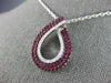 LARGE 1.72CT DIAMOND & AAA RUBY 18KT WHITE GOLD 3D TEAR DROP LOVE KNOT PENDANT