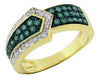 ESTATE .50CT WHITE & BLUE DIAMOND 14KT YELLOW GOLD 3D CLASSIC V SHAPE BELT RING