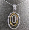 LARGE 1.26CT DIAMOND 18KT 2 TONE GOLD 3D OVAL ENHANCER FLOATING PENDANT #27226