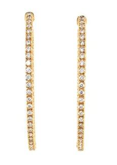 LARGE 1.98CT DIAMOND 18KT YELLOW GOLD 3D ROUND INSIDE OUT HOOP HANGING EARRINGS