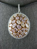 LARGE 3.58CT WHITE & MOCHA DIAMOND 18KT WHITE & ROSE GOLD 3D OVAL LOVE NECKLACE