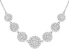 LARGE .96CT DIAMOND 14KT WHITE GOLD 3D CLUSTER CIRCULAR GRADUATING LOVE NECKLACE