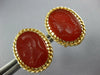 LARGE AAA CARNELIAN STONE 14KT YELLOW GOLD HANDCRAFTED ROMAN SOLDIER CUFFLINKS