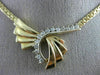 ANTIQUE .55CT DIAMOND 14KT WHITE & YELLOW GOLD 3D BOW FLAT SWIRL NECKLACE 1#7227