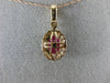ESTATE 1.15CT DIAMOND & AAA OVAL RUBY 14KT ROSE GOLD 3D CLASSIC FLOATING PENDANT