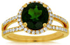 LARGE 2.50CT DIAMOND & AAA GREEN GARNET 14KT YELLOW GOLD 3D HALO ENGAGEMENT RING