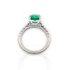 2.18CT DIAMOND & AAA EMERALD 18KT WHITE GOLD 3D CUSHION & ROUND ENGAGEMENT RING