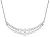.75CT DIAMOND 14K WHITE GOLD 3D 3 STONE PAST PRESENT FUTURE DOUUBLE BAR NECKLACE