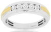 ESTATE .50CT DIAMOND 14K 2 TONE GOLD 3D CLASSIC 5 STONE CHANNEL ANNIVERSARY RING