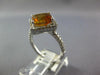 ESTATE 2.75CT DIAMOND & AAA CITRINE 14KT WHITE GOLD SQUARE HALO ENGAGEMENT RING