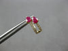 1.03CT DIAMOND & AAA RUBY 14KT YELLOW GOLD 3D PEAR SHAPE & ROUND HUGGIE EARRINGS