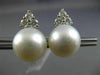 LARGE .60CT DIAMOND & AAA SOUTH SEA PEARL 18K WHITE GOLD 3D FLOWER STUD EARRINGS