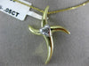ESTATE .05CT DIAMOND 14K WHITE & YELLOW GOLD 3D HEART ETOILE CROSS PENDANT #2012