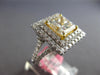 GIA EXTRA LARGE 2.72CT WHITE & FANCY YELLOW DIAMOND 18KT 2 TONE GOLD SQUARE RING