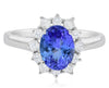 2.11CT DIAMOND & AAA TANZANITE 18KT WHITE GOLD OVAL ROUND & PRINCESS FLOWER RING