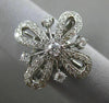 ESTATE LARGE .89CT DIAMOND 14KT WHITE GOLD 3D OPEN FLOWER ETOILE FILIGREE RING