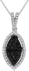.71CT WHITE & BLACK DIAMOND 14KT WHITE GOLD MARQUISE SHAPE HALO FLOATING PENDANT