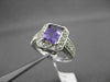 ESTATE 2.60CT DIAMOND & AAA AMETHYST 14K WHITE HALO DESIGN FILIGREE EMERALD RING