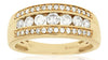 WIDE .63CT DIAMOND 14KT YELLOW GOLD CLASSIC 3 ROW CHANNEL PAVE ANNIVERSARY RING