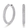 LARGE 1.96CT DIAMOND 14KT WHITE GOLD 3D 3 ROW INSIDE OUT HOOP HANGING EARRINGS