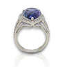 LARGE 9.0CT DIAMOND & AAA TANZANITE 18KT WHITE GOLD PEAR SHAPE & ROUND HALO RING