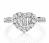 ESTATE .85CT DIAMOND 18KT WHITE GOLD 3D ROUND & BAGUETTE HEART SHAPE LOVE RING