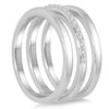 ESTATE .20CT DIAMOND 14KT WHITE GOLD 3D CLASSIC 3 ROW SHARED PRONG FUN RING