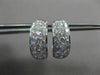ESTATE 1.37CT ROUND DIAMOND 18K WHITE GOLD 3D PAVE 3 ROW CLASSIC HUGGIE EARRINGS