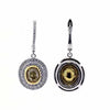 2.6CT WHITE & FANCY YELLOW DIAMOND 18K 2 TONE GOLD OVAL & ROUND HANGING EARRINGS