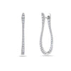 ESTATE .90CT DIAMOND 18KT WHITE GOLD 3D INSIDE OUT OVAL HOOP HANGING EARRINGS
